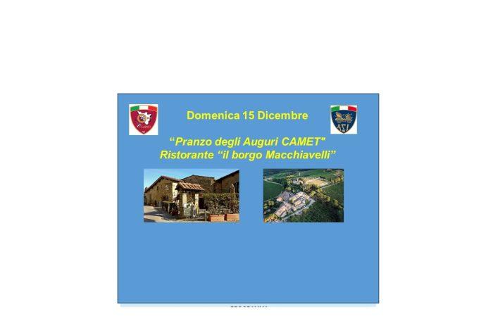 Domenica 15 Dicembre “Pranzo degli Auguri" – Ristorante “il borgo Macchiavelli”